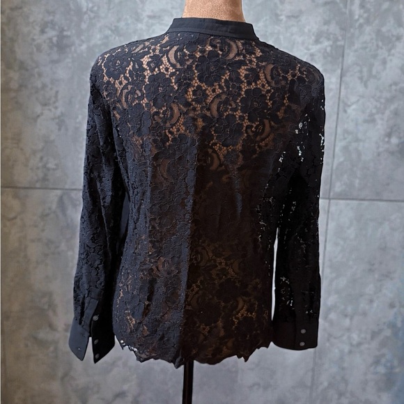 J. Crew Black Sheer Lace Blouse - Picture 4 of 6